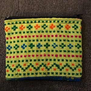 *6 for $10!* Hand Woven Zip Up Pouch from Thailand Neon Yellow Green